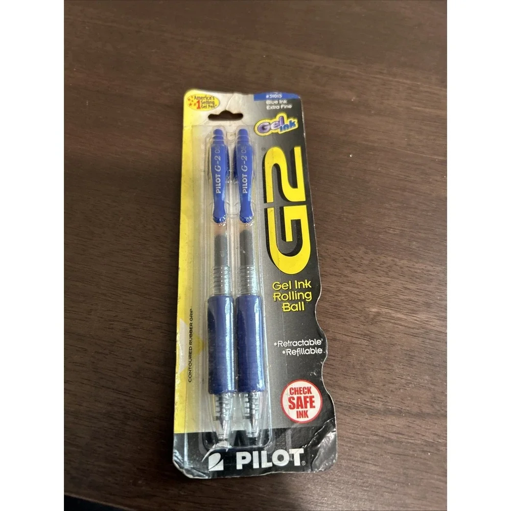 Pilot G2 Retractable Premium Gel Ink Roller Ball Pens Bold Point 2 Pk Blue Ink 1